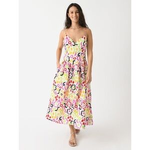 RHODE Multi Floral Midi Dress | Abstract Print Painted Bloom Bohemian Size 8